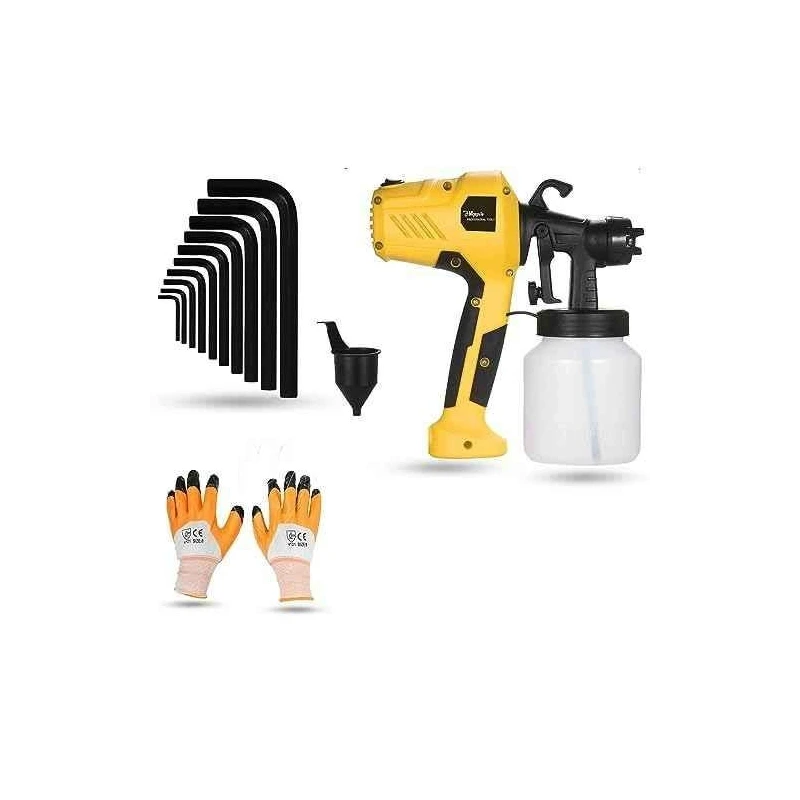 Hillgrove HGCM1333 400W DIY HVLP Paint Sprayer Gun with Gloves & 10-Piece Hex Allen Key Set image-1