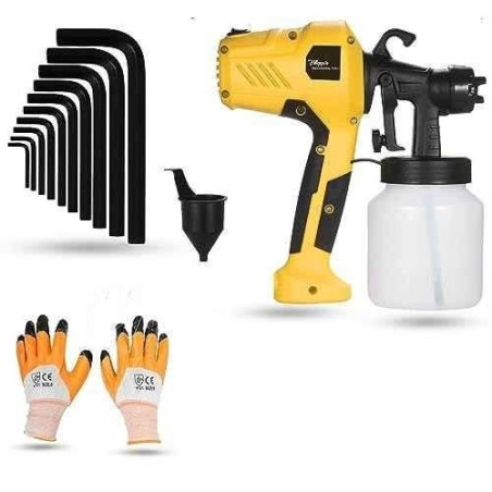 Hillgrove HGCM1333 400W DIY HVLP Paint Sprayer Gun with Gloves & 10-Piece Hex Allen Key Set image-1