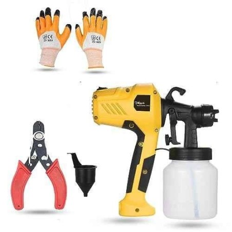 Hillgrove HGCM1325 400W DIY HVLP Paint Sprayer Gun with Gloves & Wire Cutter image-1