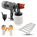 Hillgrove HGCM1288 550W DIY HVLP Paint Sprayer Gun with Gloves & 8-Piece Double Open End Wrench Set image-1