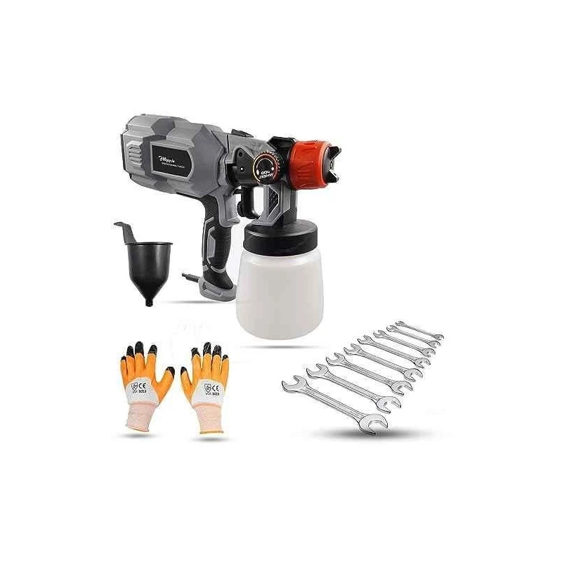 Hillgrove HGCM1288 550W DIY HVLP Paint Sprayer Gun with Gloves & 8-Piece Double Open End Wrench Set image-1