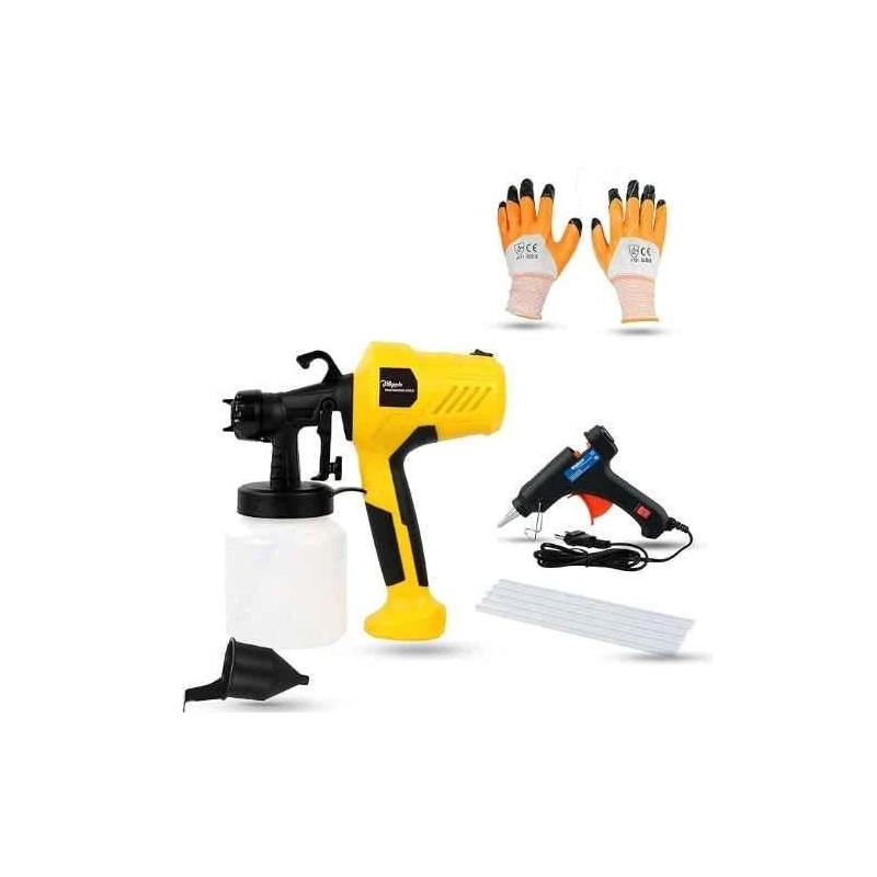 Hillgrove HGCM1330 400W DIY HVLP Paint Sprayer Gun with 20W Glue Gun Gloves & 5 Glue Sticks image-4