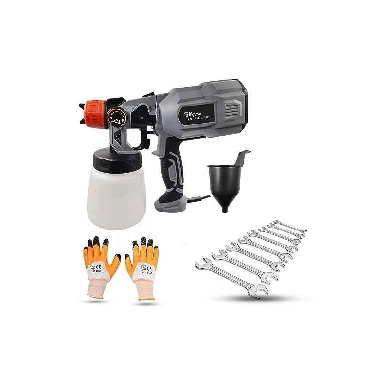 Hillgrove HGCM1308 550W DIY HVLP Paint Sprayer Gun with Gloves & 8-Piece Double Open End Wrench Set image-2