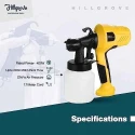 Hillgrove HGCM1020 400W DIY HVLP Paint Sprayer Gun with Gloves Safety Goggles & Safety Mask image-4