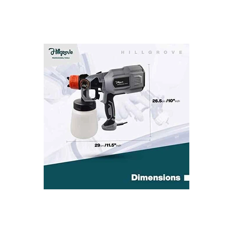 Hillgrove HGCM1274 550W DIY HVLP Paint Sprayer Gun with Gloves & Scissor image-5
