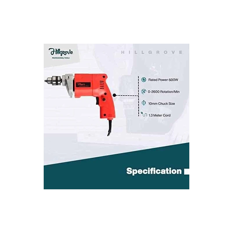 Hillgrove HGCM914 850W Angle Grinder & 500W 10mm Drill Machine Combo with 5 Wheels & 5 Masonry Drill Bits image-2