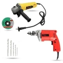 Hillgrove HGCM914 850W Angle Grinder & 500W 10mm Drill Machine Combo with 5 Wheels & 5 Masonry Drill Bits image-5