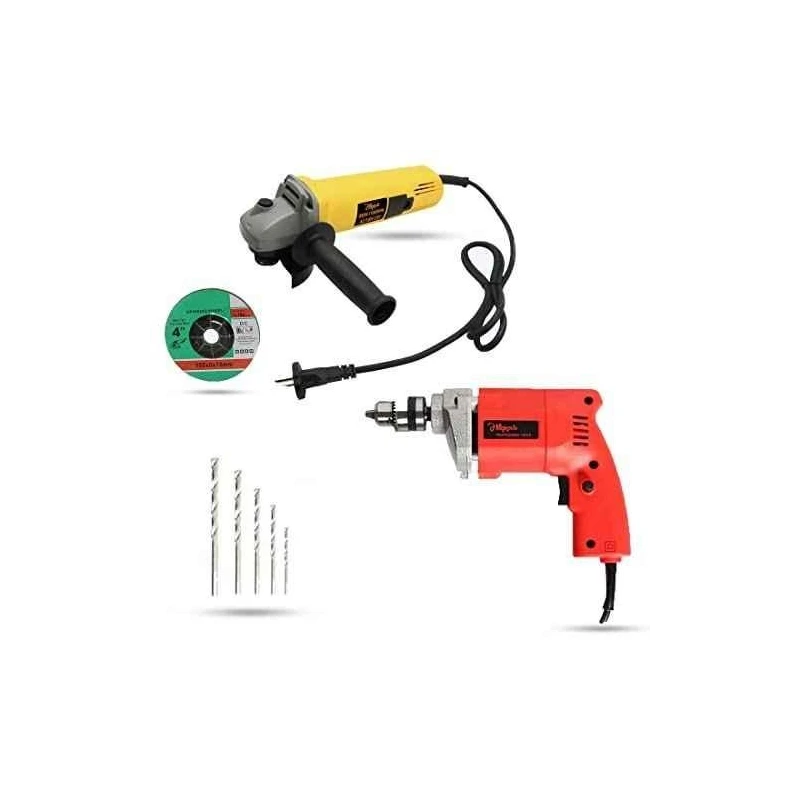 Hillgrove HGCM914 850W Angle Grinder & 500W 10mm Drill Machine Combo with 5 Wheels & 5 Masonry Drill Bits image-5