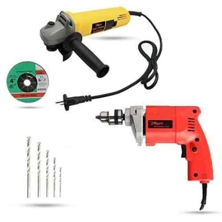 Hillgrove HGCM914 850W Angle Grinder & 500W 10mm Drill Machine Combo with 5 Wheels & 5 Masonry Drill Bits image-5
