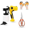 Hillgrove HGCM1334 400W DIY HVLP Paint Sprayer Gun with Gloves & Scissor image-1