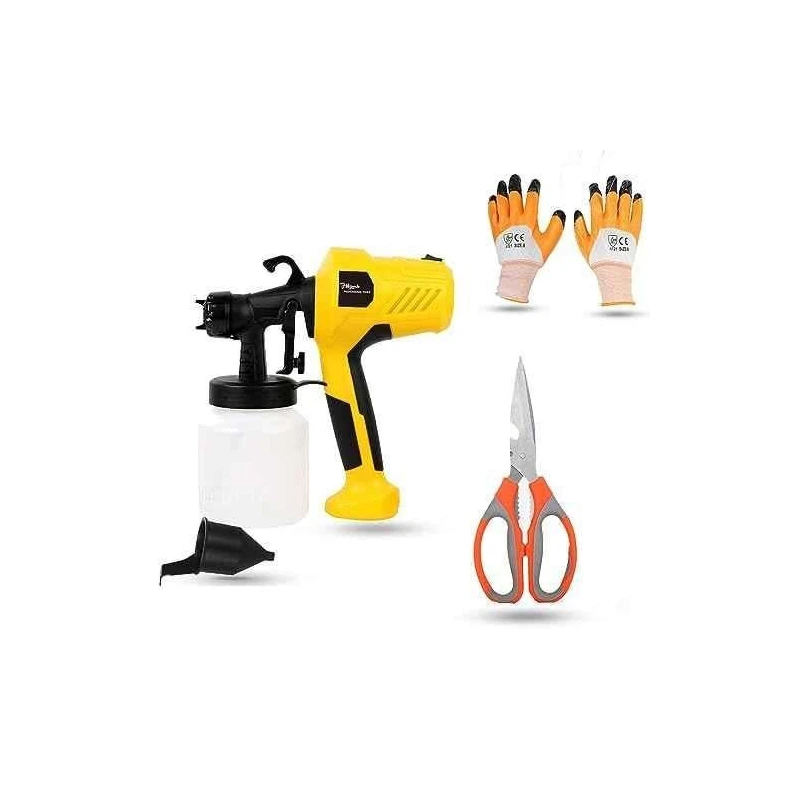 Hillgrove HGCM1334 400W DIY HVLP Paint Sprayer Gun with Gloves & Scissor image-1