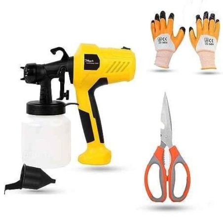 Hillgrove HGCM1334 400W DIY HVLP Paint Sprayer Gun with Gloves & Scissor image-1