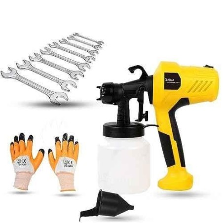 Hillgrove HGCM1328 400W DIY HVLP Paint Sprayer Gun with Gloves & 8-Piece Double Open End Wrench Set image-3