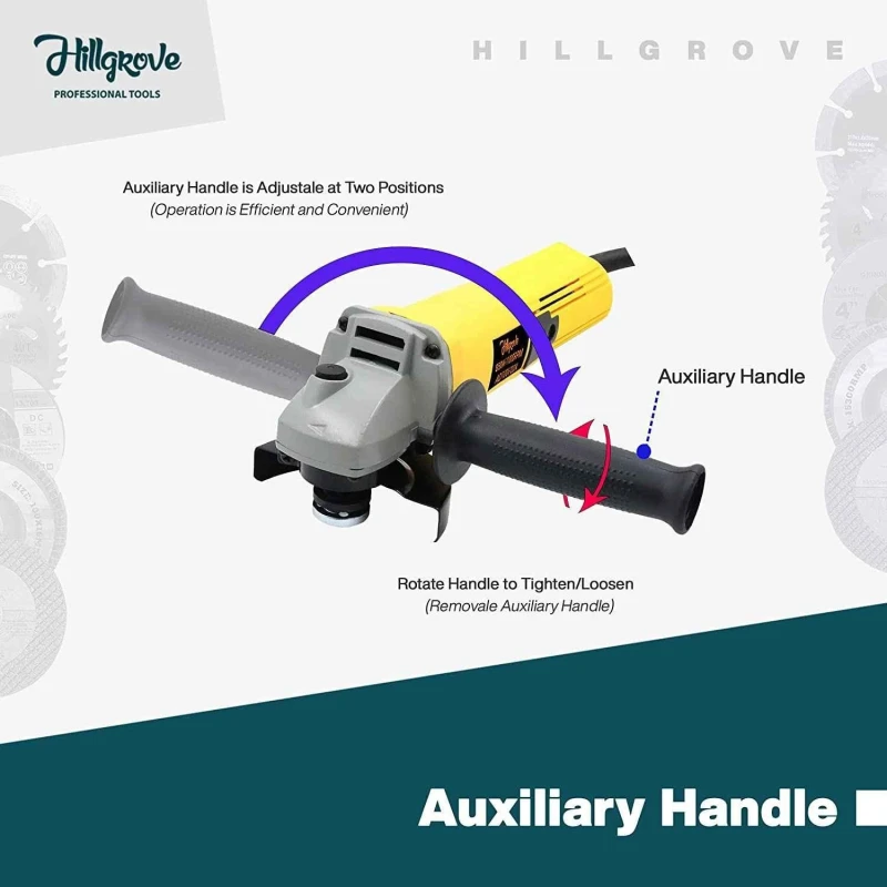 Hillgrove HGCM387M1 850W 11000rpm Angle Grinder with Safety Goggles Gloves & 5 Cutting Wheels image-4