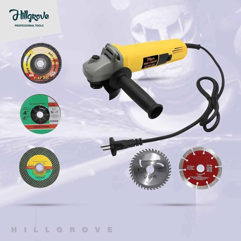 Hillgrove HGCM387M1 850W 11000rpm Angle Grinder with Safety Goggles Gloves & 5 Cutting Wheels image-6