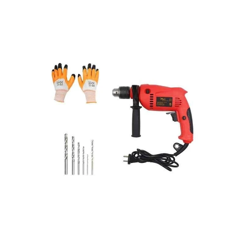 Hillgrove HGCM218M1 700W 13mm Drill Machine with Gloves 6 Masonry & Metal Drill Bits image-2
