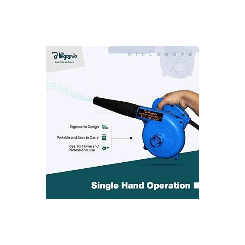 Hillgrove HGCM1089 800W Electric Air Blower with Carbon Brushes Gloves & 8-Inch Plier image-3