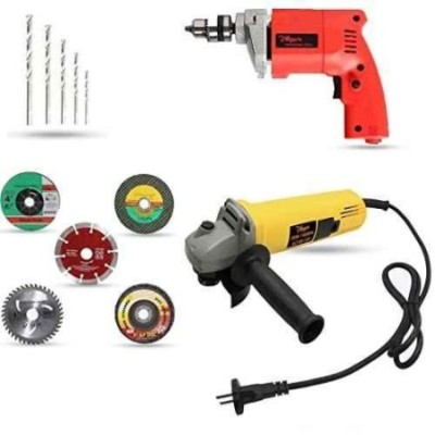 Hillgrove HGCM905 850W Angle Grinder & 500W 10mm Drill Machine Combo with 5 Wheels & 5 Masonry Drill Bits image-2