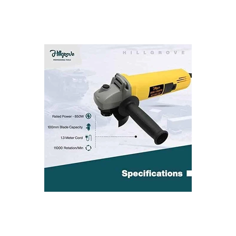 Hillgrove HGCM904 850W Angle Grinder & 500W 10mm Drill Machine Combo with Grinding Wheel 5 HSS & 5 Masonry Drill Bits image-4