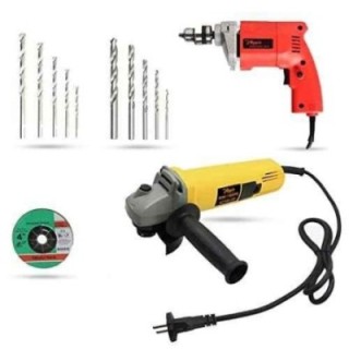 Hillgrove HGCM904 850W Angle Grinder & 500W 10mm Drill Machine Combo with Grinding Wheel 5 HSS & 5 Masonry Drill Bits image-5