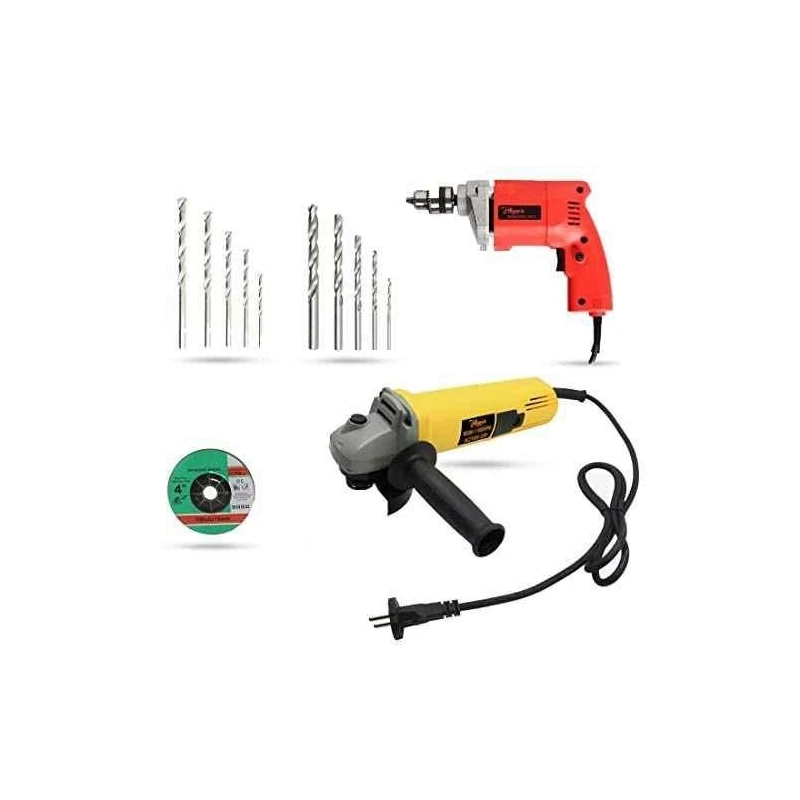 Hillgrove HGCM904 850W Angle Grinder & 500W 10mm Drill Machine Combo with Grinding Wheel 5 HSS & 5 Masonry Drill Bits image-5