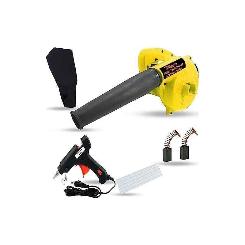 Hillgrove HGCM1043 800W Yellow Electric Air Blower with Carbon Brushes Glue Gun & 5 Glue Sticks image-2