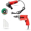 Hillgrove HGCM919 850W Angle Grinder & 500W 10mm Drill Machine Combo with Grinding Wheel & 5 Masonry Drill Bits image-1