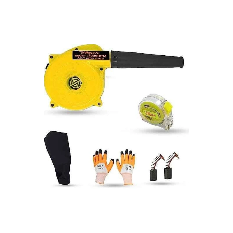 Hillgrove HGCM1106 800W Yellow Electric Air Blower with Carbon Brushes Gloves & Measuring Tape image-5