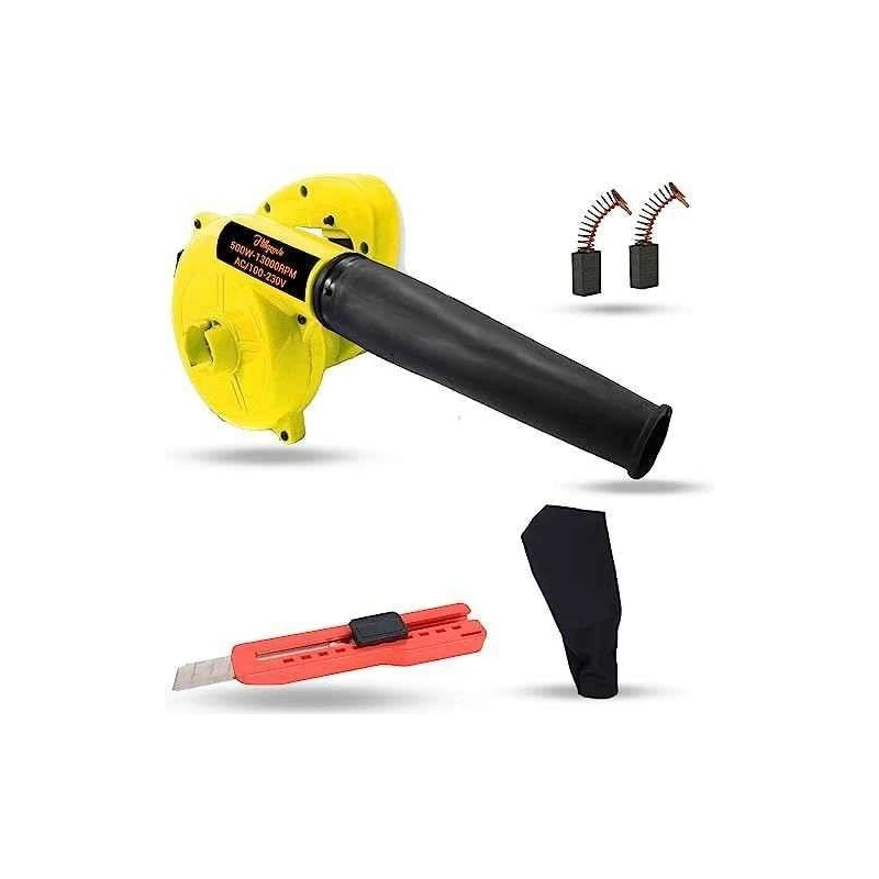 Hillgrove HGCM1059 800W Yellow Electric Air Blower with Carbon Brushes & Utility Knife image-2