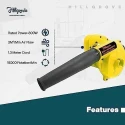 Hillgrove HGCM1048 800W Yellow Electric Air Blower with Carbon Brushes & Measuring Tape image-3
