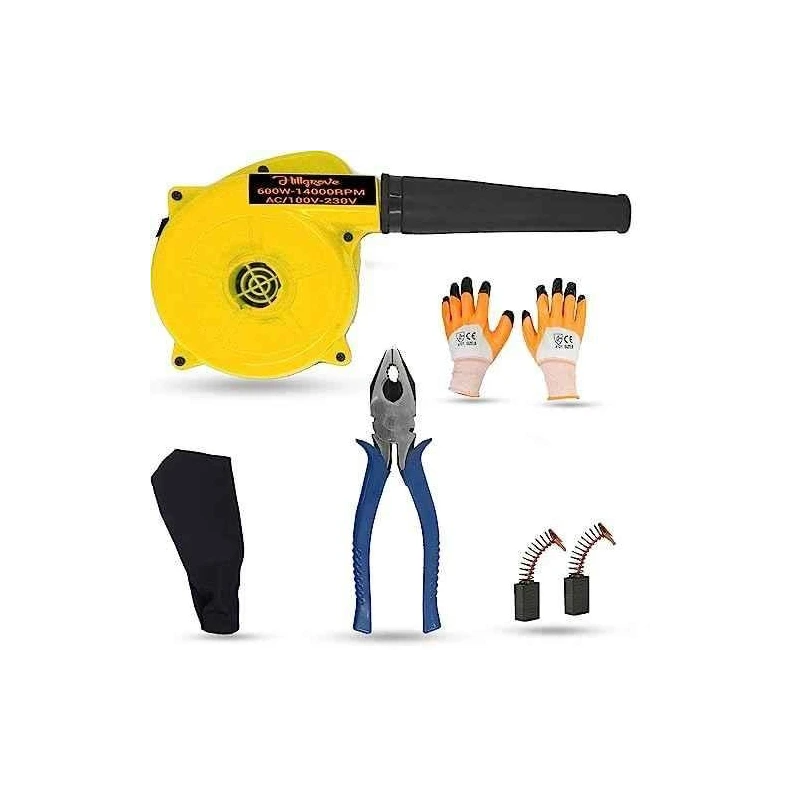 Hillgrove HGCM1109 800W Yellow Electric Air Blower with Carbon Brushes Gloves & 8-Inch Plier image-4