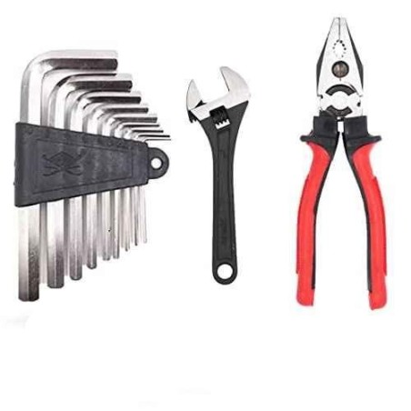 Hillgrove HGCM859 9-Piece Alloy Steel Hex Allen Key Set with 8-Inch Adjustable Wrench & Combination Plier image-5