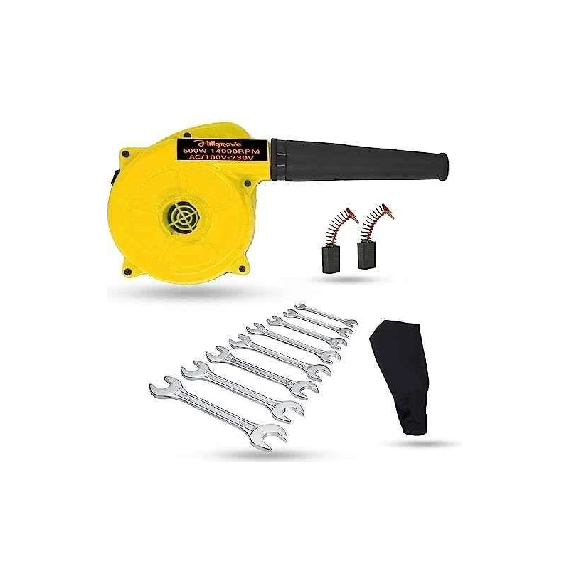 Hillgrove HGCM1061 800W Yellow Electric Air Blower with Carbon Brushes & 8-Piece Double Open End Wrench Set image-3