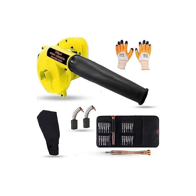 Hillgrove HGCM1113 800W Yellow Electric Air Blower with Carbon Brushes Gloves & 25-in-1 Screwdriver image-4
