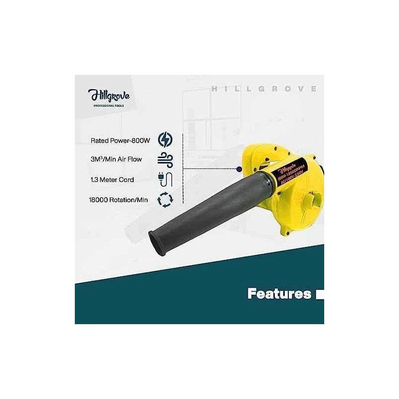 Hillgrove HGCM1113 800W Yellow Electric Air Blower with Carbon Brushes Gloves & 25-in-1 Screwdriver image-5