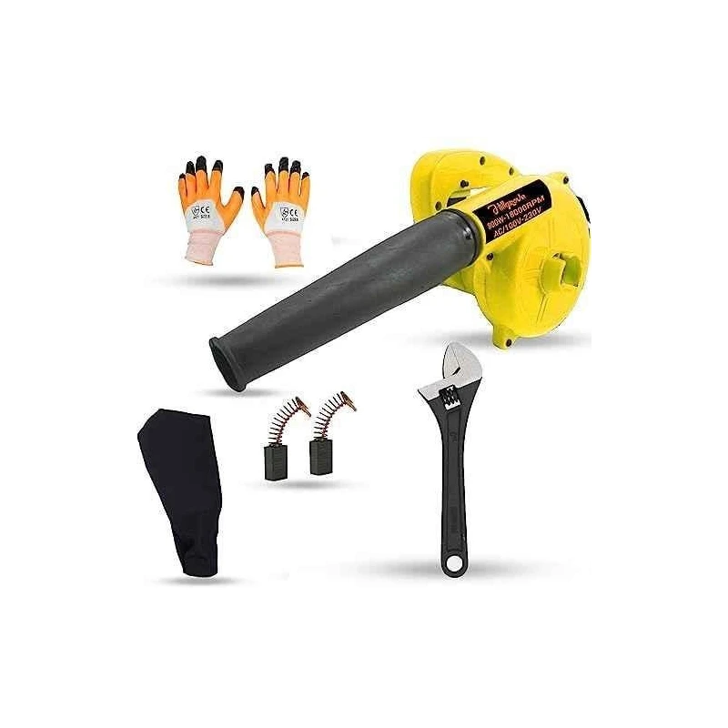 Hillgrove HGCM1118 800W Yellow Electric Air Blower with Carbon Brushes Gloves & 8-Inch Adjustable Wrench image-5