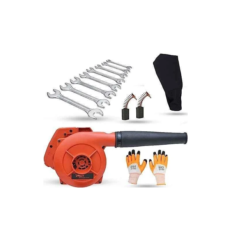 Hillgrove HGCM1138 800W Red Electric Air Blower with Carbon Brushes Gloves & 8-Piece Double Open End Wrench Set image-2