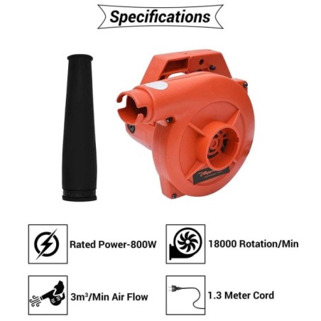 Hillgrove HGCM266M 800W Electric Air Blower with Blowing Pipe Dust Collector Bag & Carbon Brushes (Pack of 2) image-1