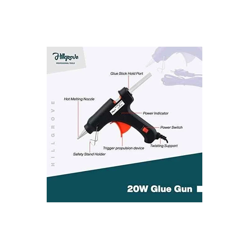 Hillgrove HGCM1120 800W Red Electric Air Blower with Carbon Brushes Gloves Glue Gun & 5 Glue Sticks image-1