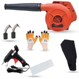Hillgrove HGCM1120 800W Red Electric Air Blower with Carbon Brushes Gloves Glue Gun & 5 Glue Sticks image-2