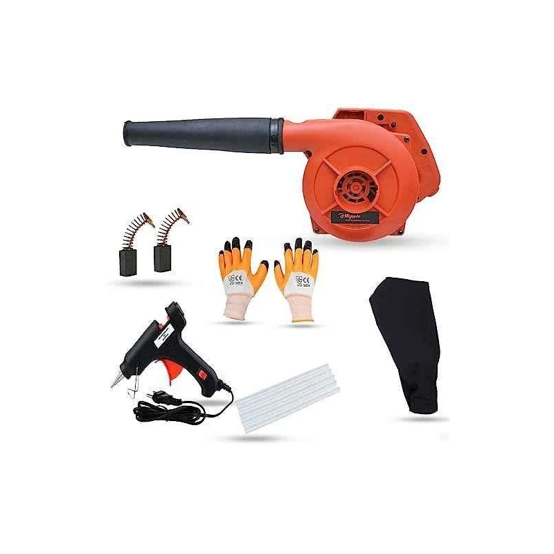 Hillgrove HGCM1120 800W Red Electric Air Blower with Carbon Brushes Gloves Glue Gun & 5 Glue Sticks image-2