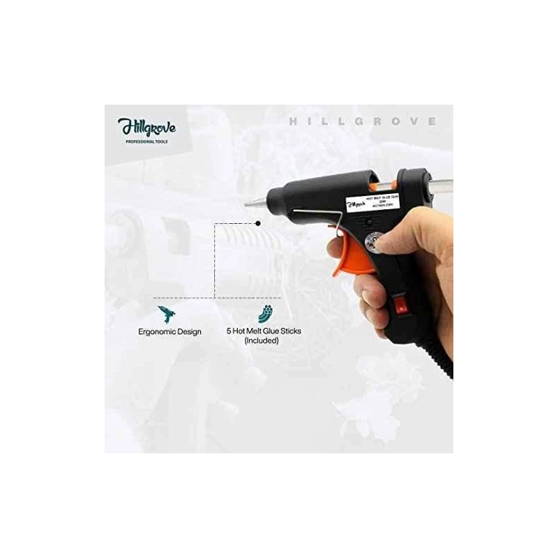 Hillgrove HGCM1120 800W Red Electric Air Blower with Carbon Brushes Gloves Glue Gun & 5 Glue Sticks image-4