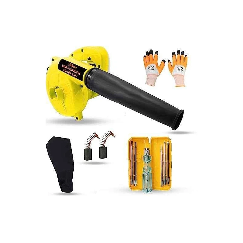 Hillgrove HGCM1111 800W Yellow Electric Air Blower with Carbon Brushes Gloves & 5-in-1 Screwdriver image-2