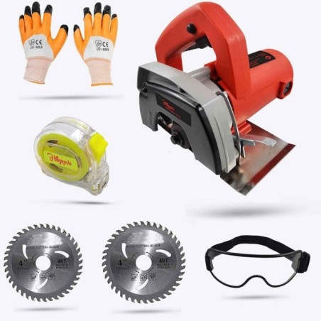 Hillgrove HGCM244M1 1050W Cutting Saw Machine with 2 Wood Cutting Wheels Safety Goggles Tape & Gloves image-4