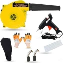 Hillgrove HGCM1101 800W Yellow Electric Air Blower with Carbon Brushes Gloves Glue Gun & 5 Glue Sticks image-1
