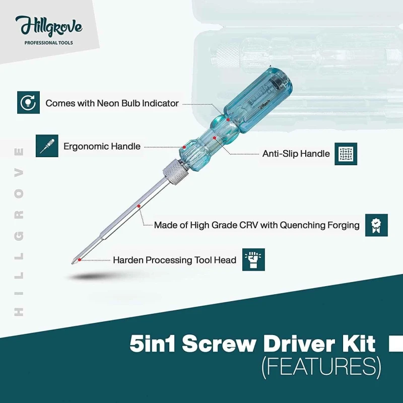 Hillgrove HGCM326M1 9-Piece Full Hex Allen Key Set with 5-in-1 & 2-in-1 Screwdriver image-3