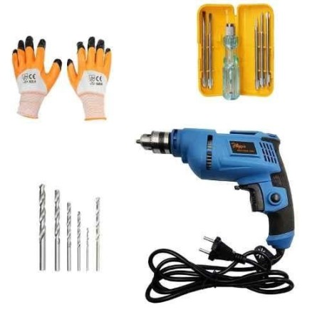 Hillgrove HGCM615 500W 10mm Drill Machine with Gloves 5-in-1 Screwdriver & 6-Piece Masonry/Metal Drill Bits image-5