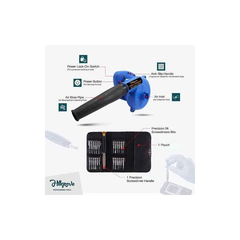 Hillgrove HGCM005 750W Electric Air Blower & Suction Dust Cleaner with Screwdriver Combo image-1