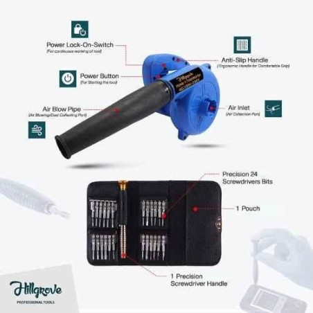 Hillgrove HGCM005 750W Electric Air Blower & Suction Dust Cleaner with Screwdriver Combo image-1