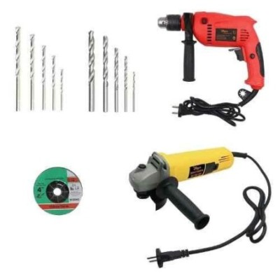 Hillgrove HGCM341M1 850W Angle Grinder & 700W Drill Machine Combo with Grinding Wheel & 10 HSS/Masonry Bits image-4